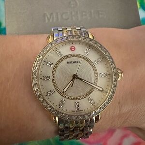 Michele Sidney Two-Tone Watch with Diamonds